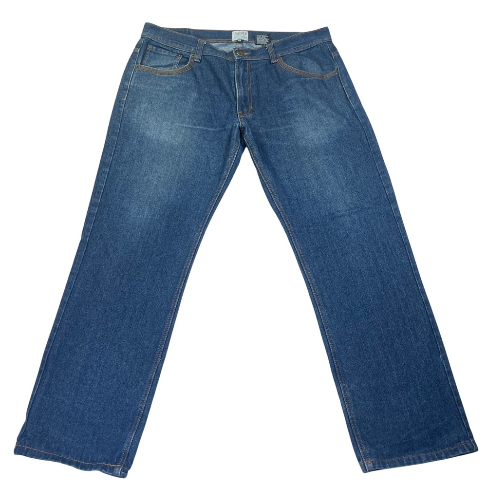 Parish Nation Mens Jeans Blue Denim Straight Leg Embroidered Hip Hop Sz 40